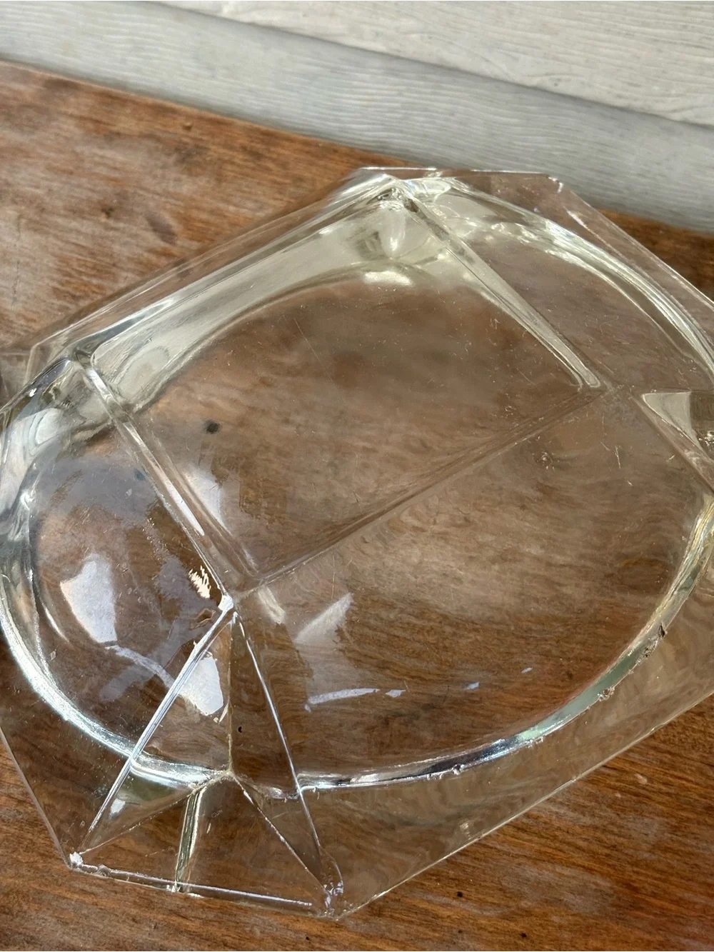 VTG ashtray is a Mid-Century Modern heavy, clear glass item